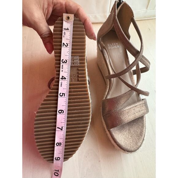 Eileen Fisher Wisp Metallic Suede Espadrille Weage Sandals size 8.5 - Picture 7 of 12